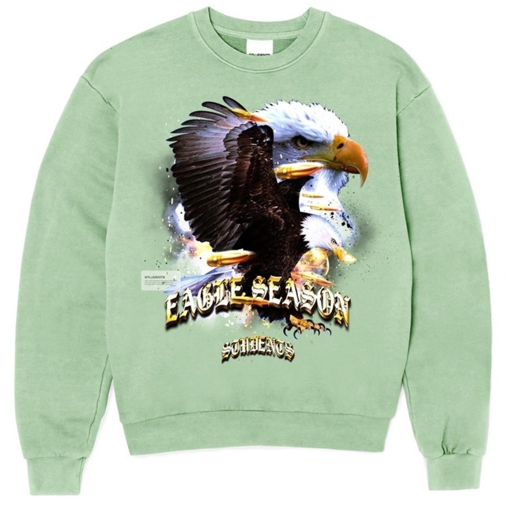 STUDENTS EAGLE SEASON CREWNECK UNISEX ADULT MINT GREEN SIZE SMALL NEW W TAGS